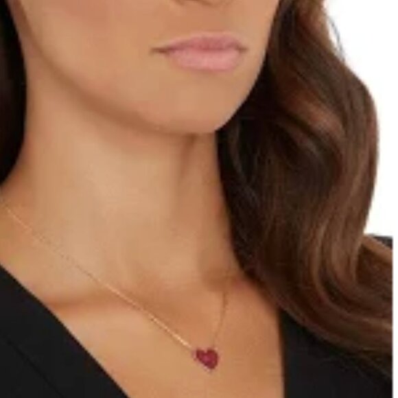 Swarovski Gold Necklace with Ruby Heart Charm - Picture 3 of 9